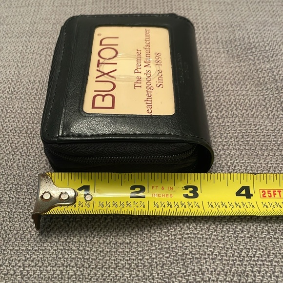 Buxton Black Leather Wallet with ID Window Accordion Credit Card & Coin Area - Picture 8 of 11
